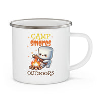 Cute Camping Enamel Mug, S'mores Mug, Outdoor Coffee Cup, Camper's Gift, Adventure Mug, Summer Camping Accessory