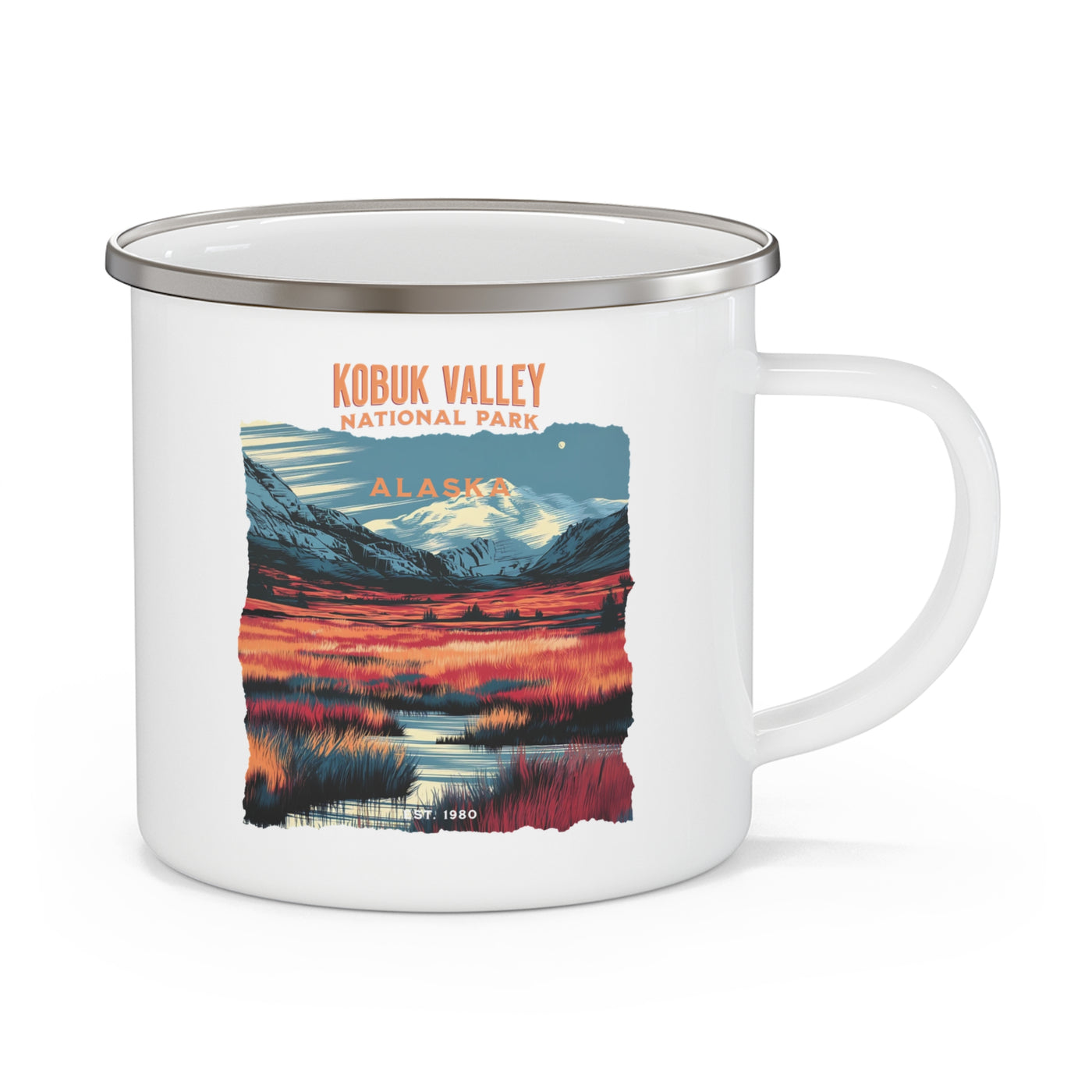 Kubuk Valley National Park Alaska Enamel Camping Mug | Outdoor Adventure, Travel Companion, Camping Gift, National Park Lover, Unique Hiking Collectible