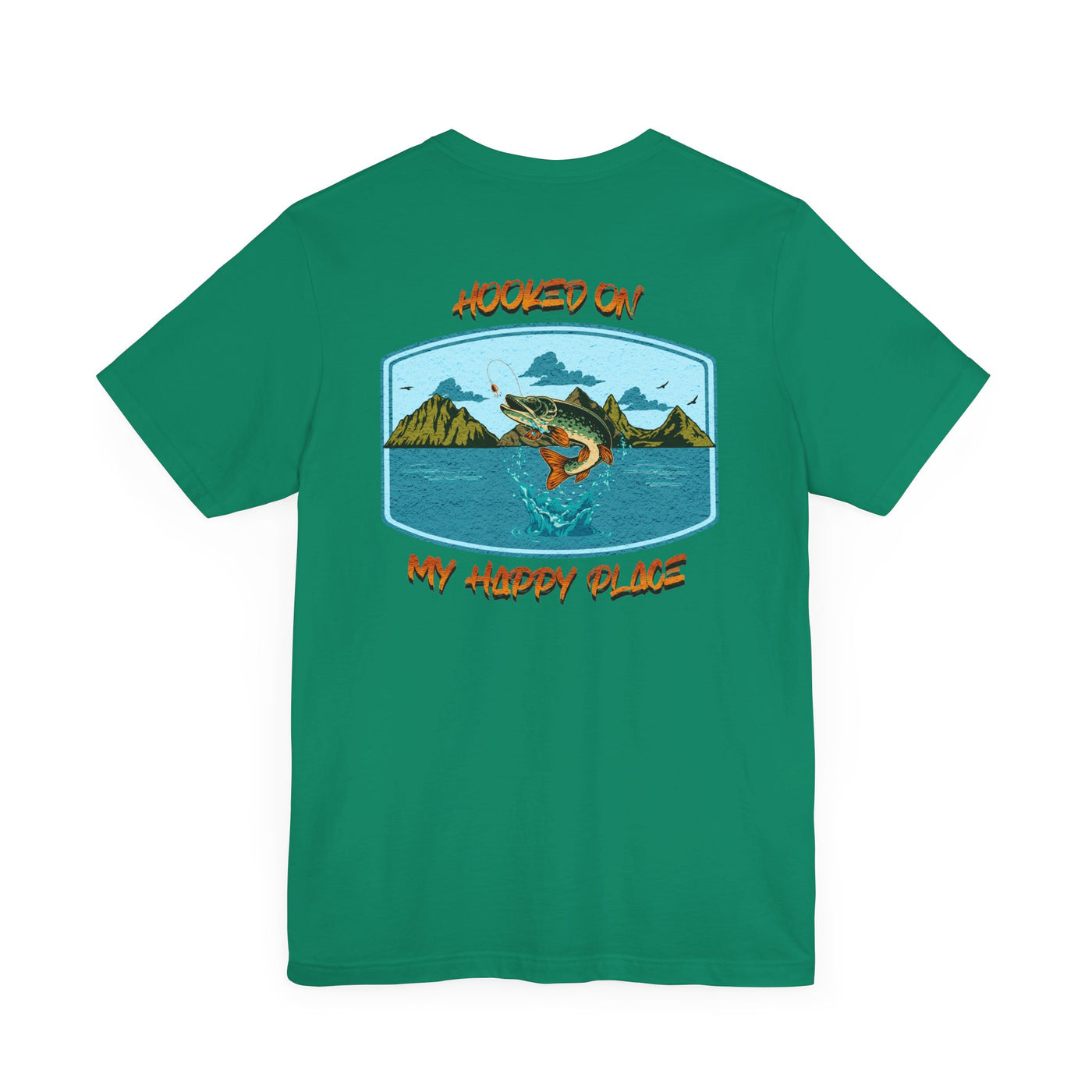 Fishing Adventure Tee with Northern Pike - "Hooked on My Happy Place" Unisex Short Sleeve Shirt