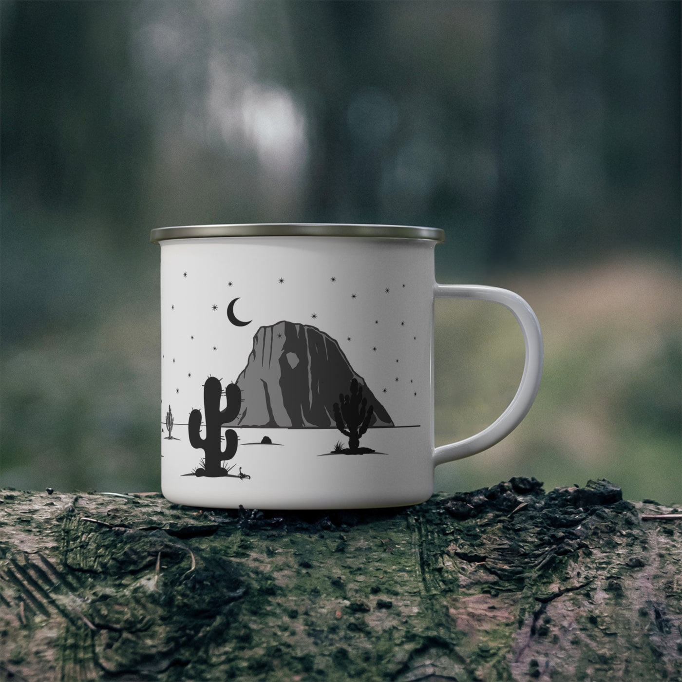 Adventure Enamel Camping Mug - Desert Landscape & Stars