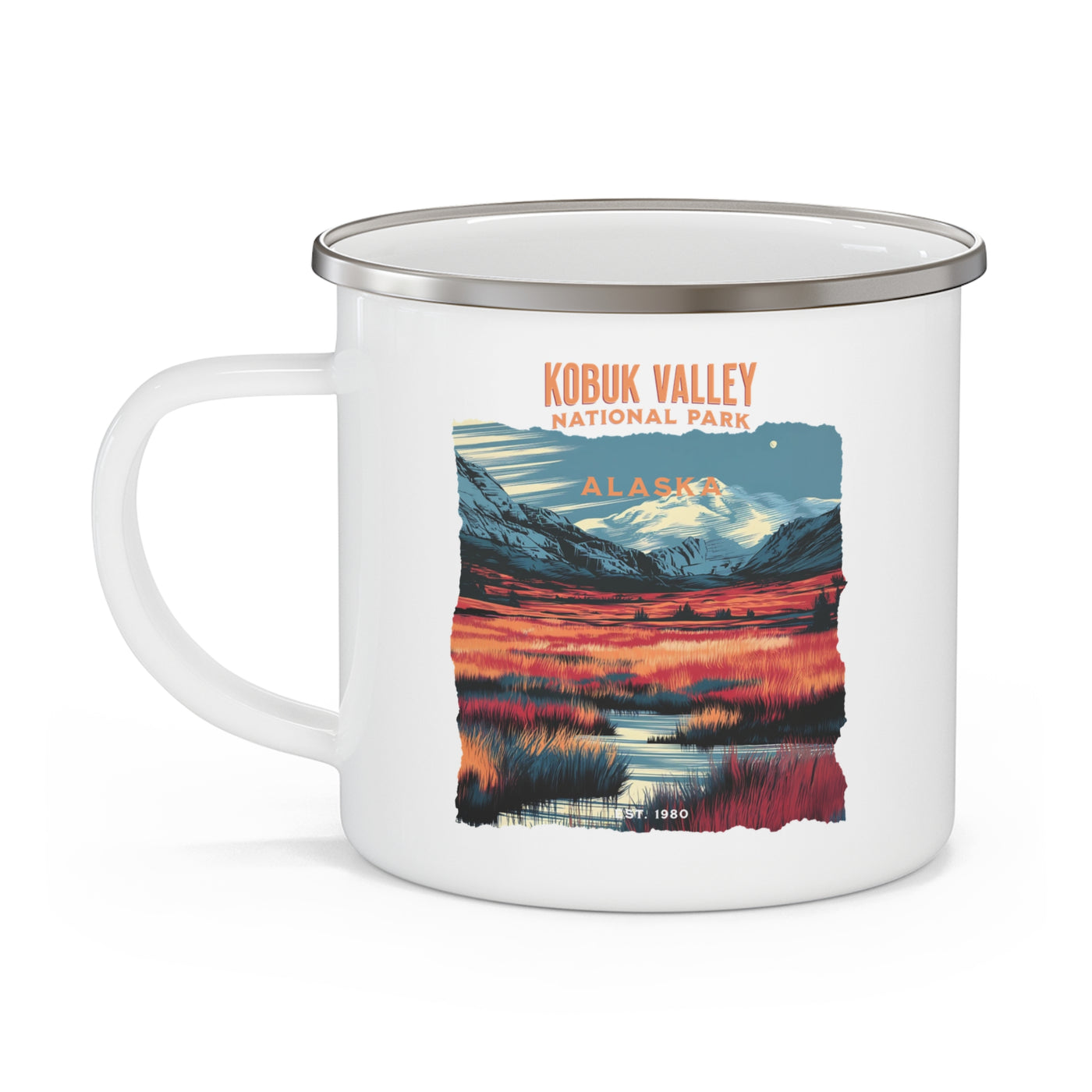 Kubuk Valley National Park Alaska Enamel Camping Mug | Outdoor Adventure, Travel Companion, Camping Gift, National Park Lover, Unique Hiking Collectible