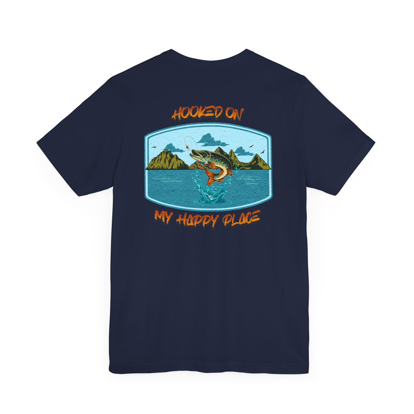 Fishing Adventure Tee with Northern Pike - "Hooked on My Happy Place" Unisex Short Sleeve Shirt