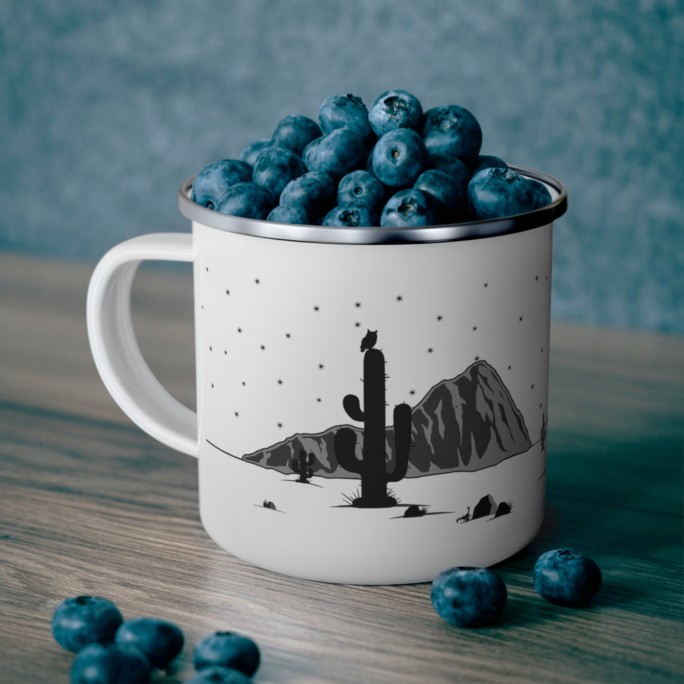 Adventure Enamel Camping Mug - Desert Landscape & Stars