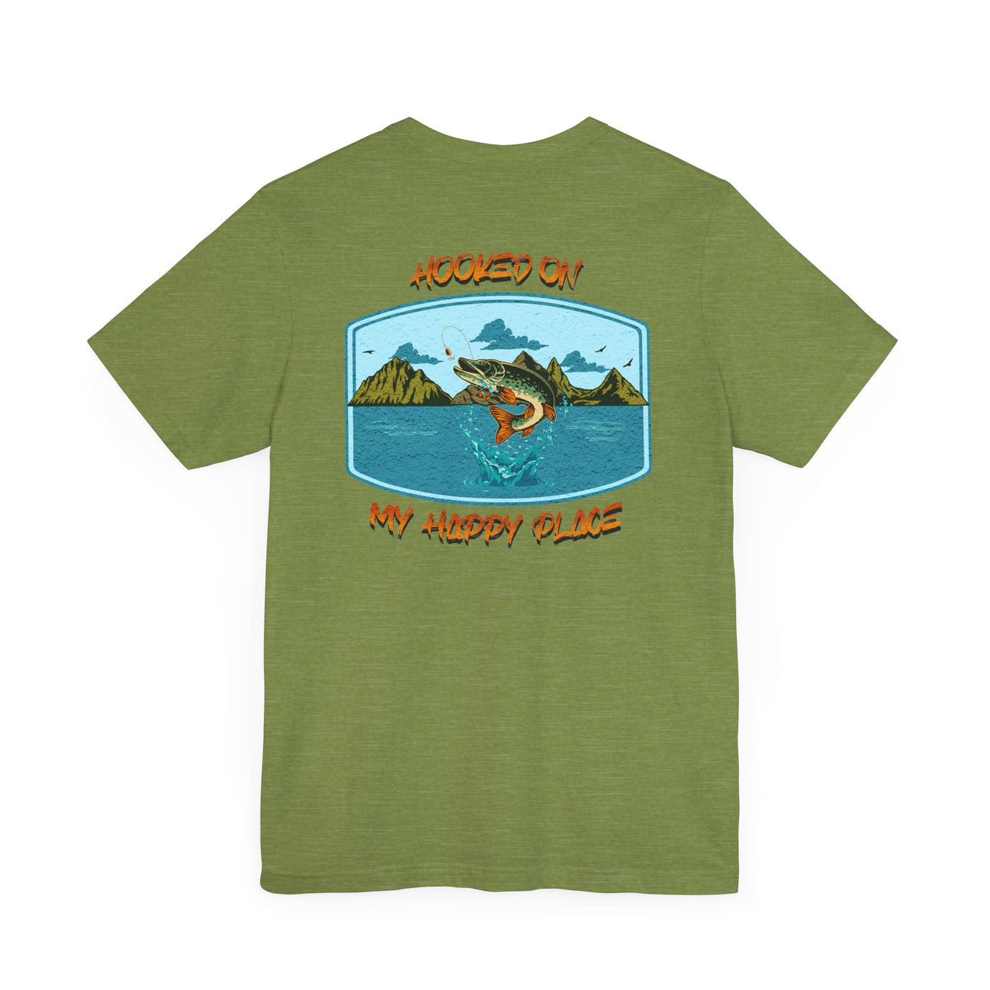 Fishing Adventure Tee with Northern Pike - "Hooked on My Happy Place" Unisex Short Sleeve Shirt