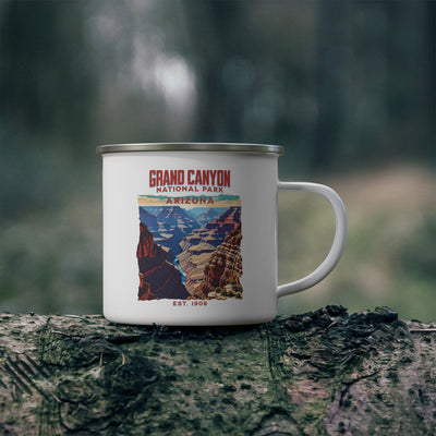 Vintage Grand Canyon Enamel Camping Mug | Nature Lover Gift, Outdoor Adventure Cup, Retro Travel Mug, Camper Gift, National Park Souvenir