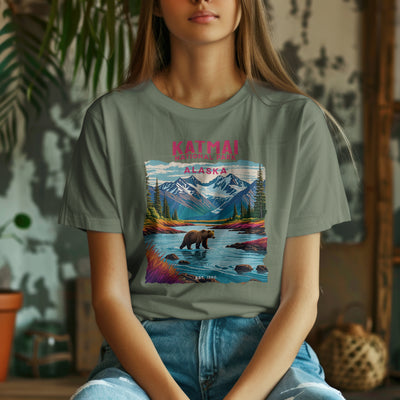 Katmai National Park Alaska T-Shirt - Bear Design, Outdoor Apparel, Travel Shirt, Vintage Style, Gift for Nature Lovers