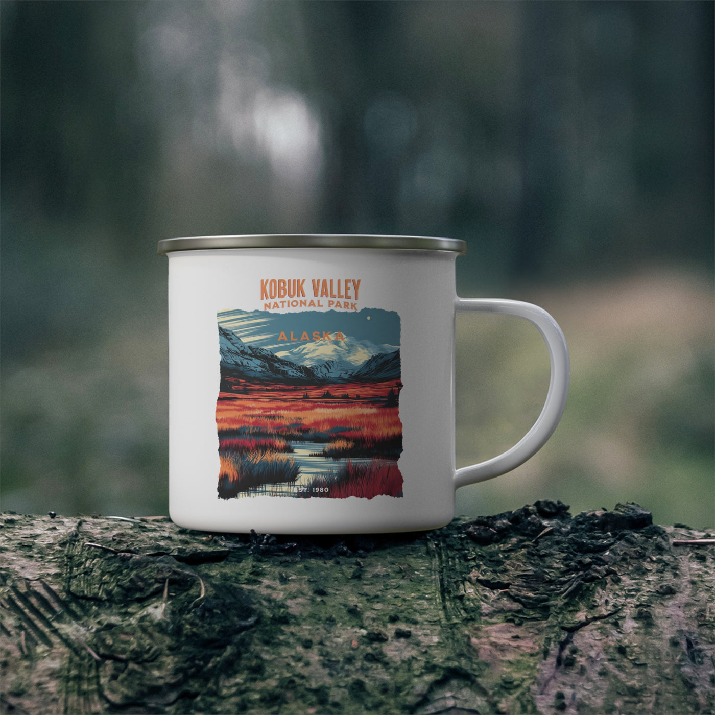 Kubuk Valley National Park Alaska Enamel Camping Mug | Outdoor Adventure, Travel Companion, Camping Gift, National Park Lover, Unique Hiking Collectible