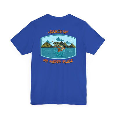 Fishing Adventure Tee with Northern Pike - "Hooked on My Happy Place" Unisex Short Sleeve Shirt