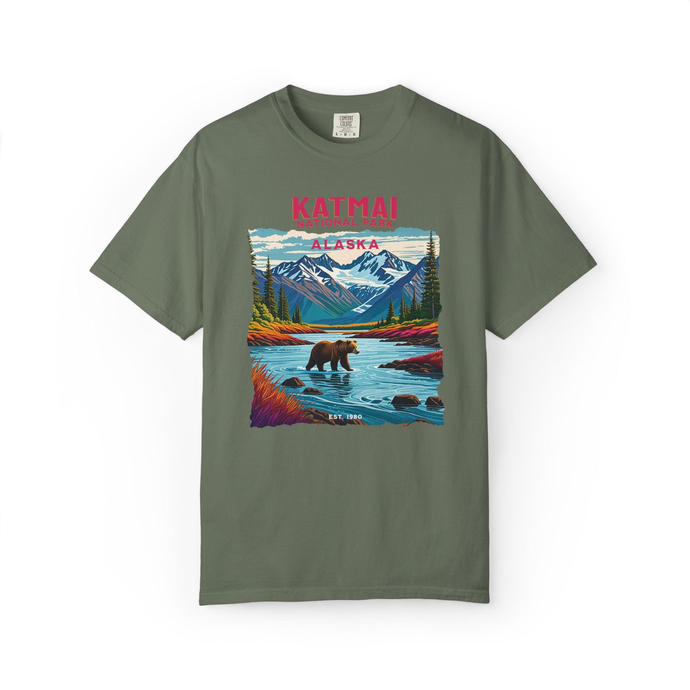 Katmai National Park Alaska T-Shirt - Bear Design, Outdoor Apparel, Travel Shirt, Vintage Style, Gift for Nature Lovers
