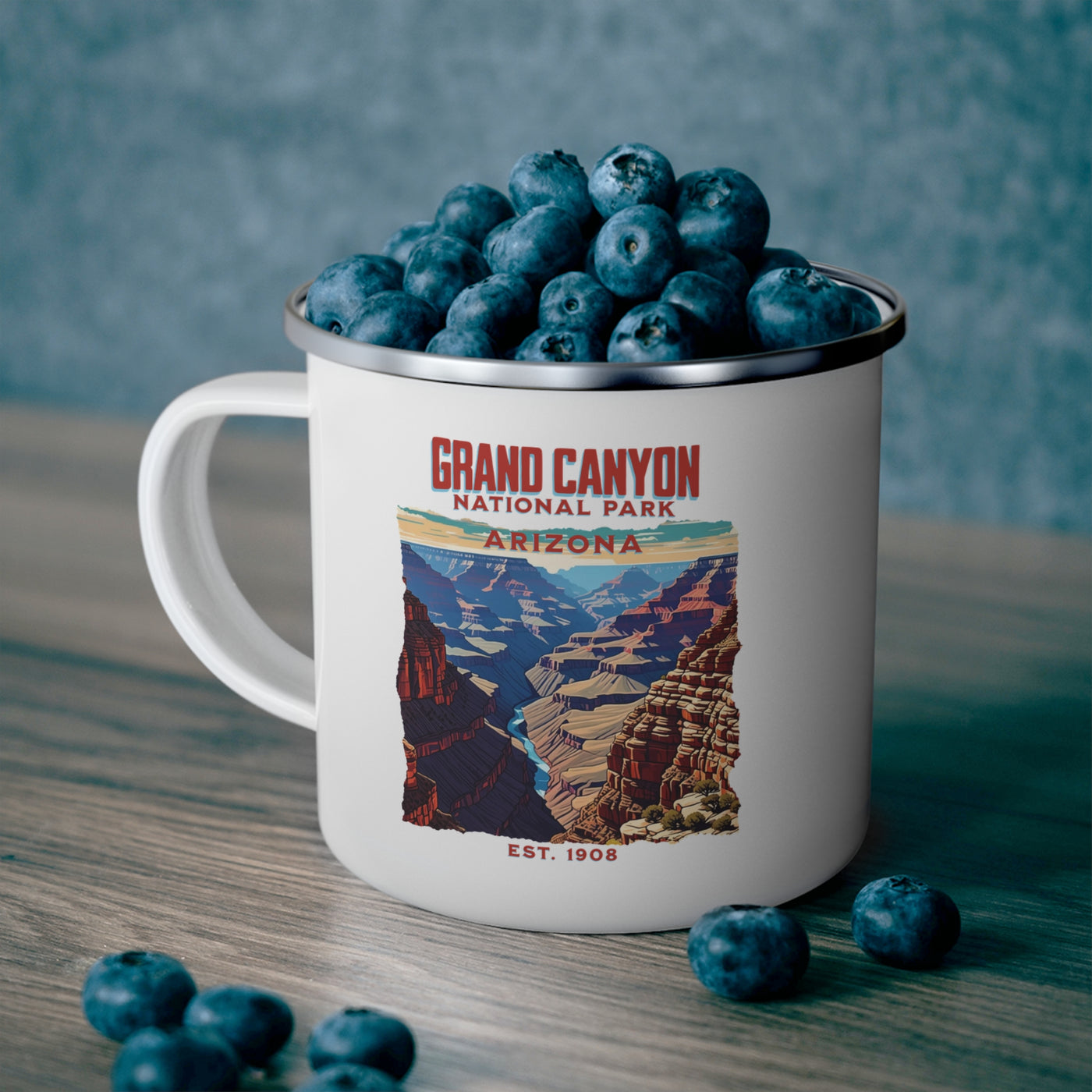 Vintage Grand Canyon Enamel Camping Mug | Nature Lover Gift, Outdoor Adventure Cup, Retro Travel Mug, Camper Gift, National Park Souvenir