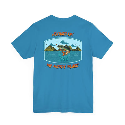 Fishing Adventure Tee with Northern Pike - "Hooked on My Happy Place" Unisex Short Sleeve Shirt