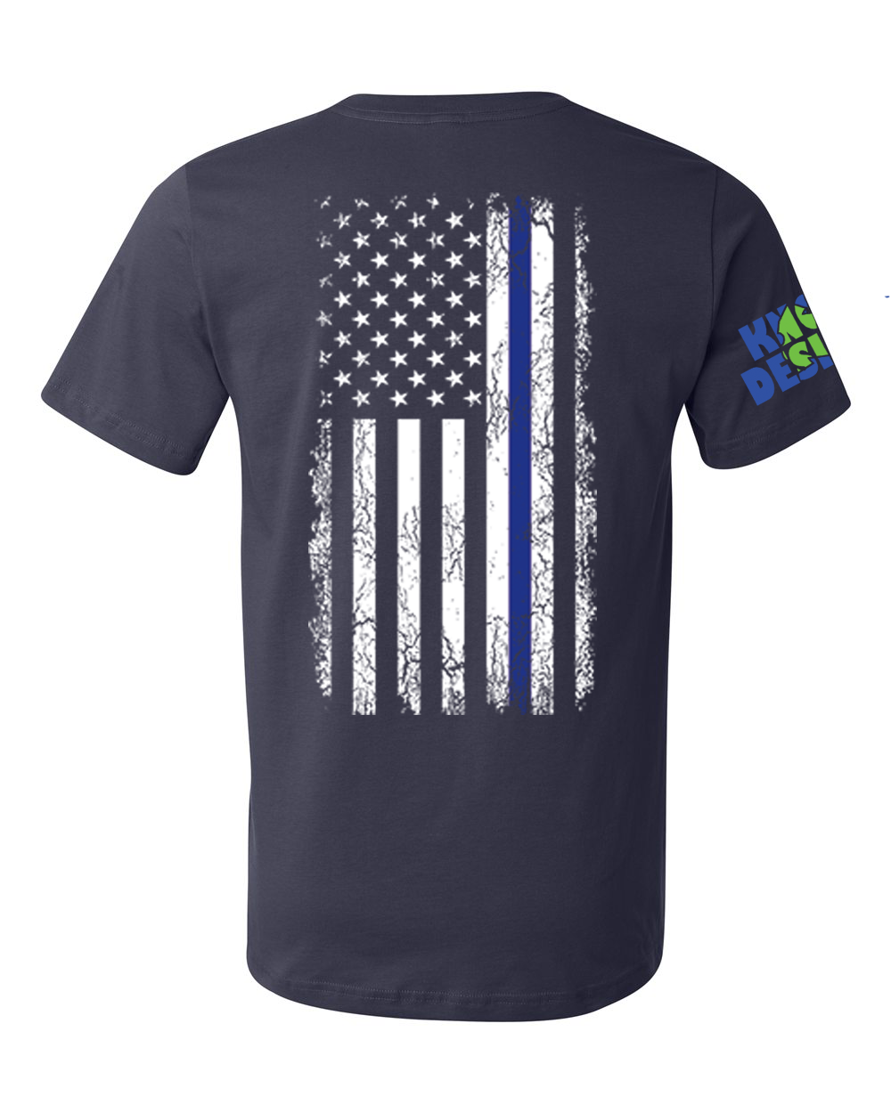 Men's T-Shirt - Flag with Blue Line - Made In USA