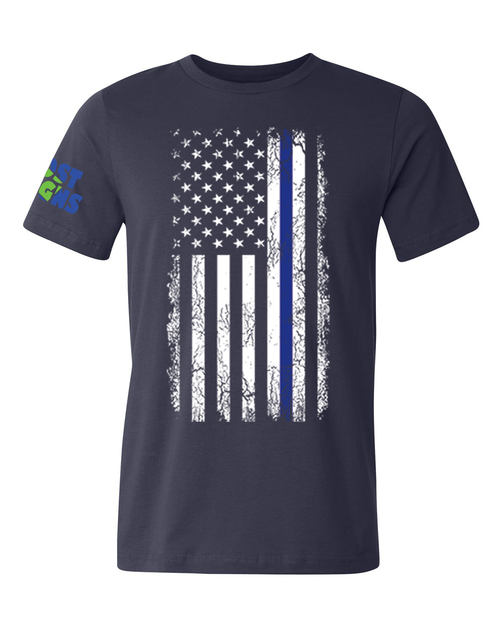 Men's T-Shirt - Flag with Blue Line - Made In USA