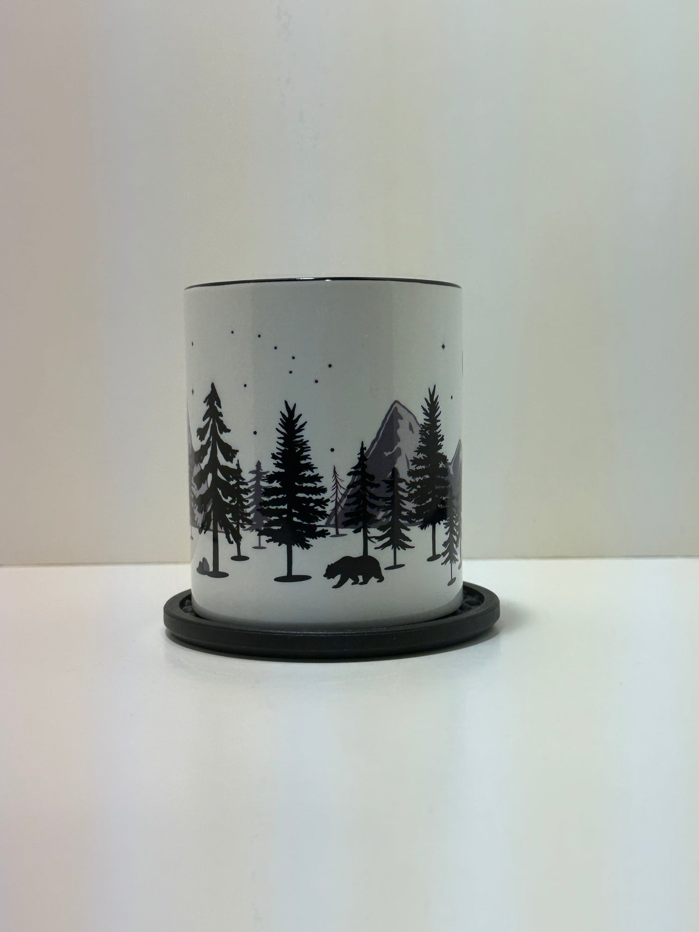 Forest night landscape on mug