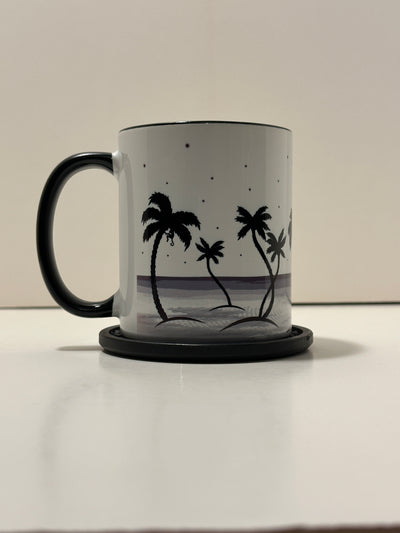 Beach night landscape on mug